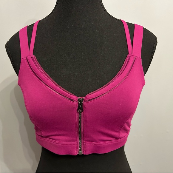 Unique LULULEMON Corset-Back Zip-Front Bra Top in Magenta, size 6 - Picture 2 of 4